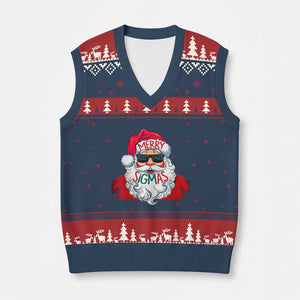 Funny Santa Rizz Xmas V-Neck Knit Sweater Vest Merry Rizzmas Sigmas Xmas Gen Alpha Middle School TS02 Navy Red Print Your Wear