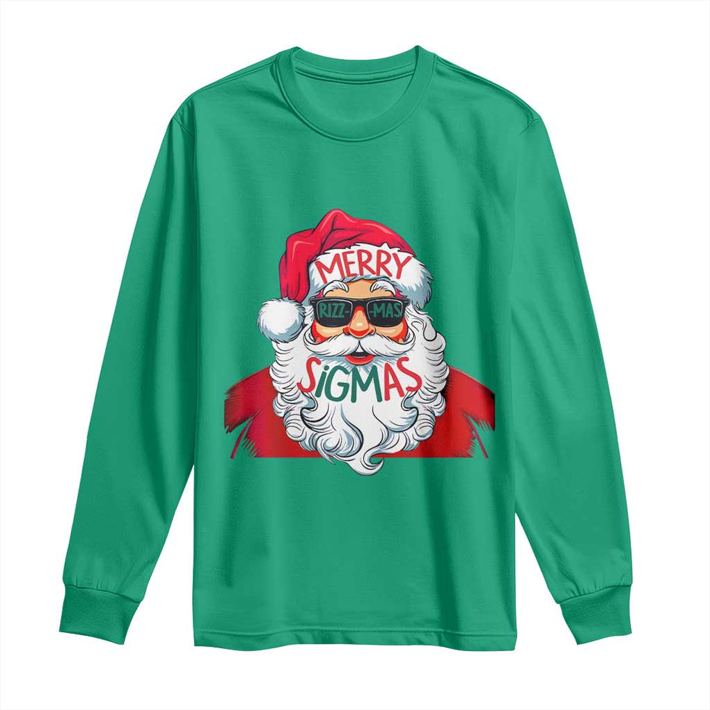 Funny Santa Rizz Christmas Long Sleeve Shirt Merry Rizzmas Sigmas Xmas Gen Alpha Middle School TS02 Irish Green Print Your Wear
