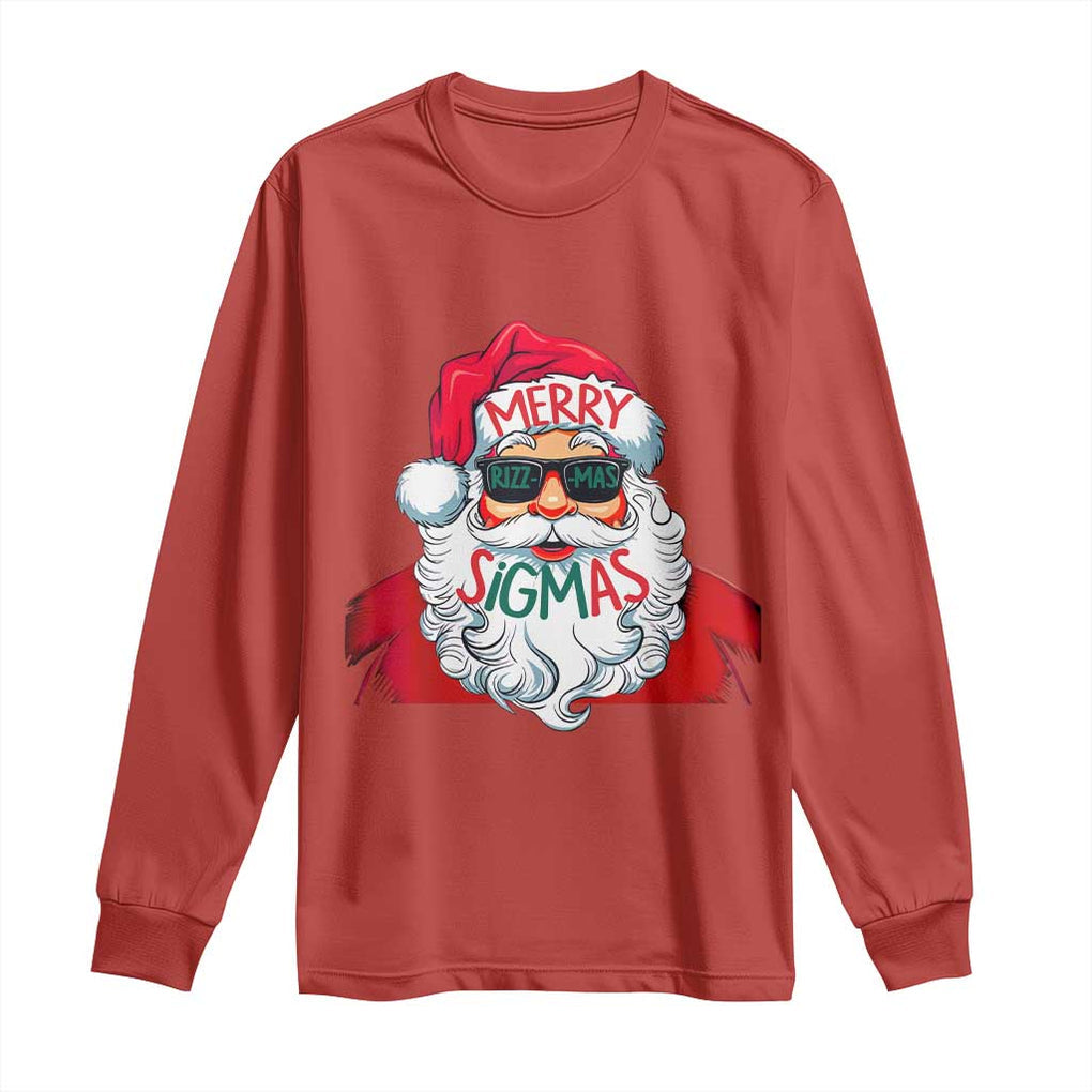 Funny Santa Rizz Christmas Long Sleeve Shirt Merry Rizzmas Sigmas Xmas Gen Alpha Middle School TS02 Red Print Your Wear