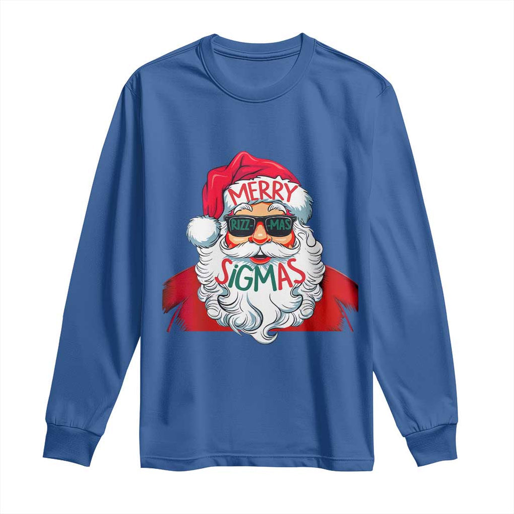 Funny Santa Rizz Christmas Long Sleeve Shirt Merry Rizzmas Sigmas Xmas Gen Alpha Middle School TS02 Royal Blue Print Your Wear