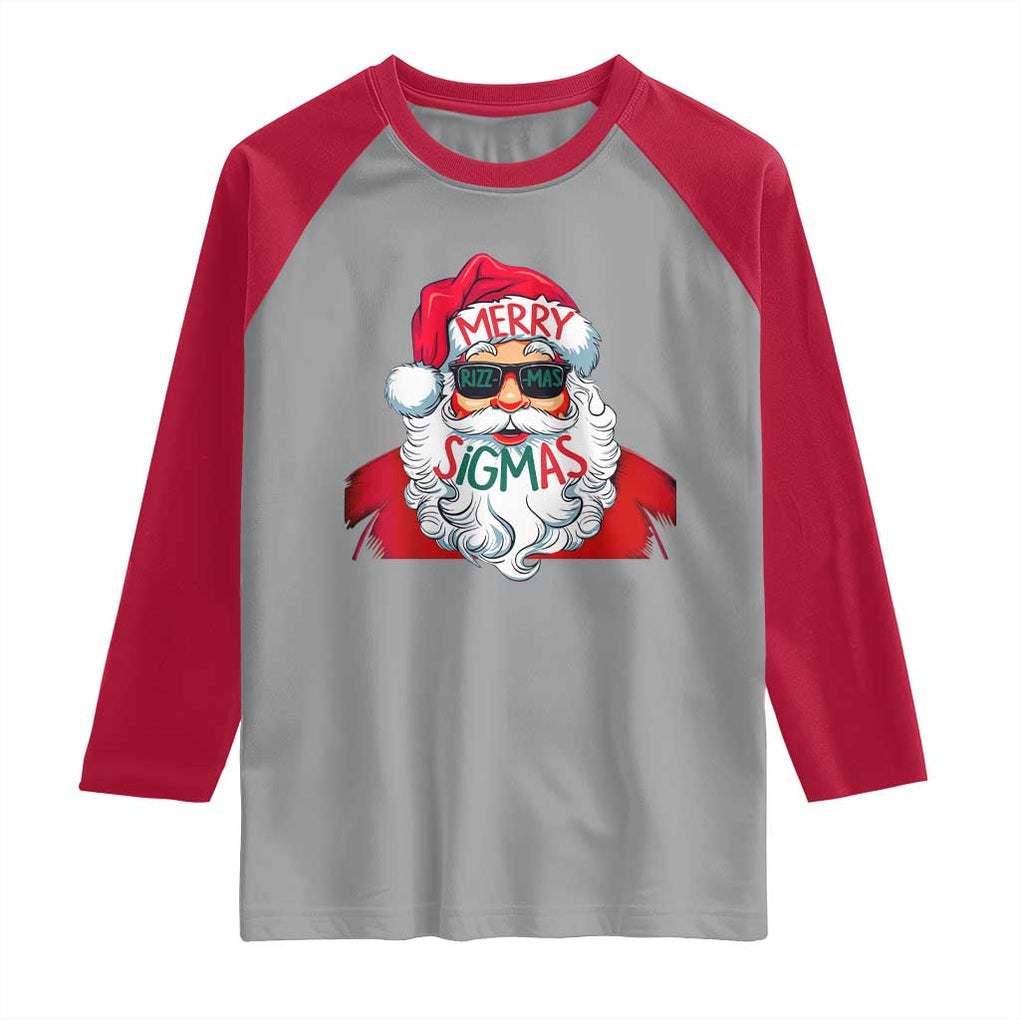 Funny Santa Rizz Christmas Raglan Shirt Merry Rizzmas Sigmas Xmas Gen Alpha Middle School TS02 Sport Gray Red Print Your Wear