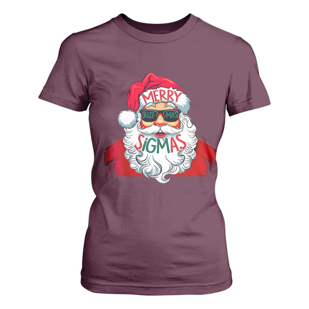 Funny Santa Rizz Christmas T Shirt For Women Merry Rizzmas Sigmas Xmas Gen Alpha Middle School TS02 Maroon Print Your Wear