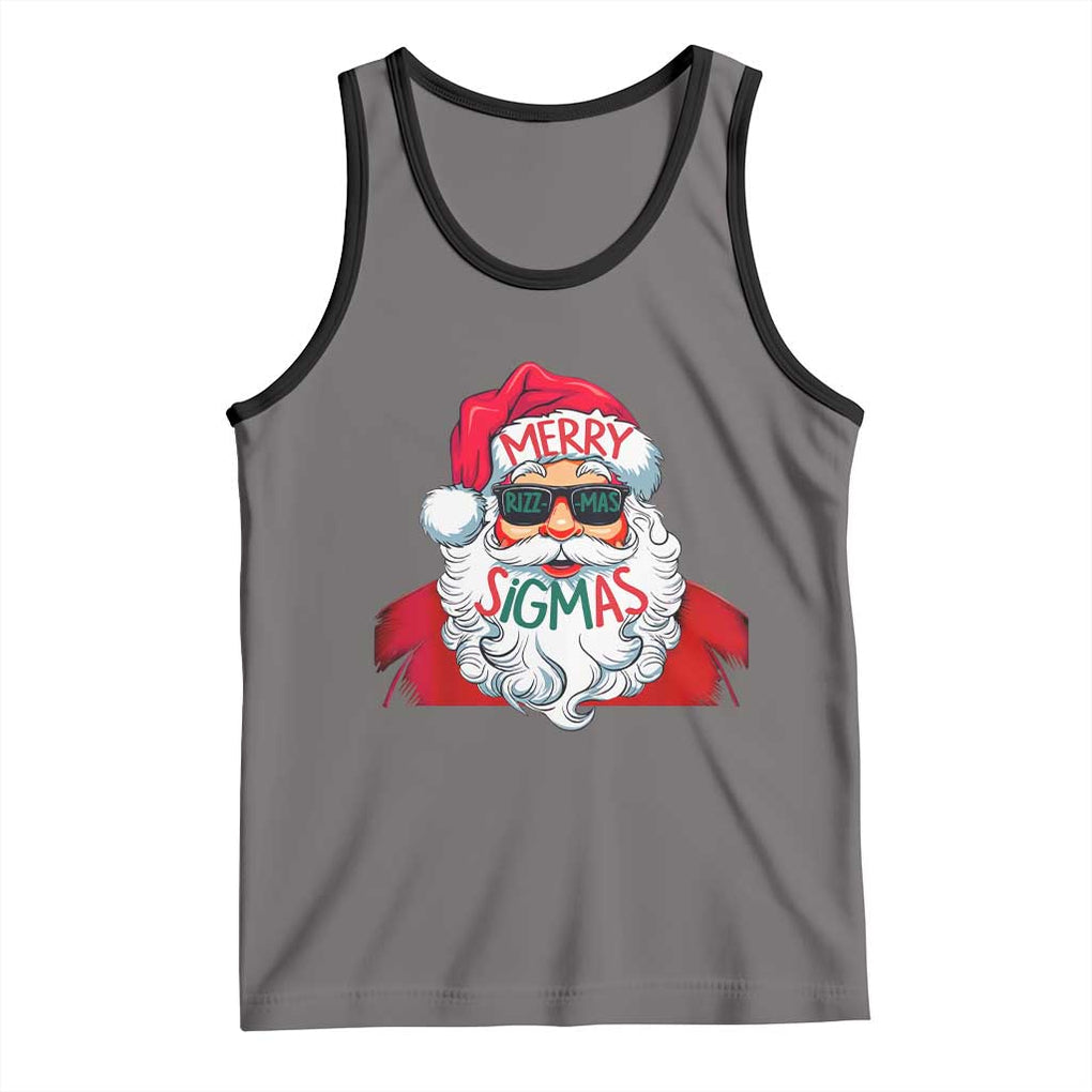 Funny Santa Rizz Christmas Tank Top Merry Rizzmas Sigmas Xmas Gen Alpha Middle School TS02 Deep Heather Black Print Your Wear