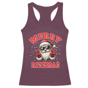 Funny Santa Rizz Christmas Racerback Tank Top Merry Rizzmas Claus Funny Xmas TS02 Maroon Print Your Wear