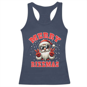 Funny Santa Rizz Christmas Racerback Tank Top Merry Rizzmas Claus Funny Xmas TS02 Navy Print Your Wear