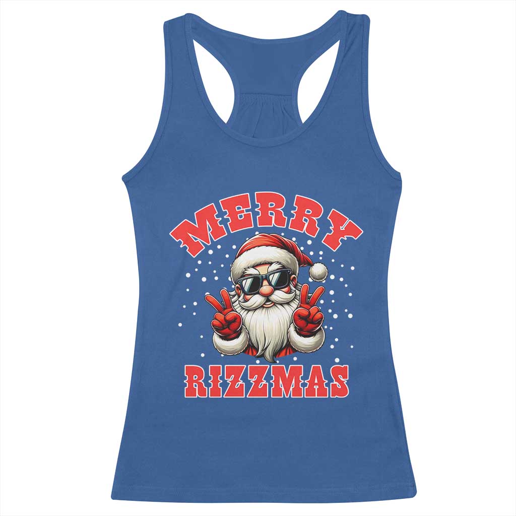 Funny Santa Rizz Christmas Racerback Tank Top Merry Rizzmas Claus Funny Xmas TS02 Royal Blue Print Your Wear