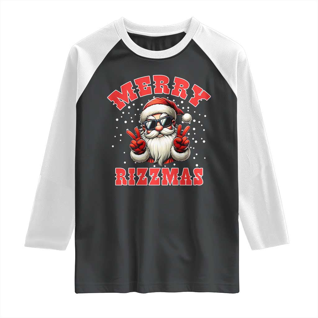 Funny Santa Rizz Christmas Raglan Shirt Merry Rizzmas Claus Funny Xmas TS02 Black White Print Your Wear