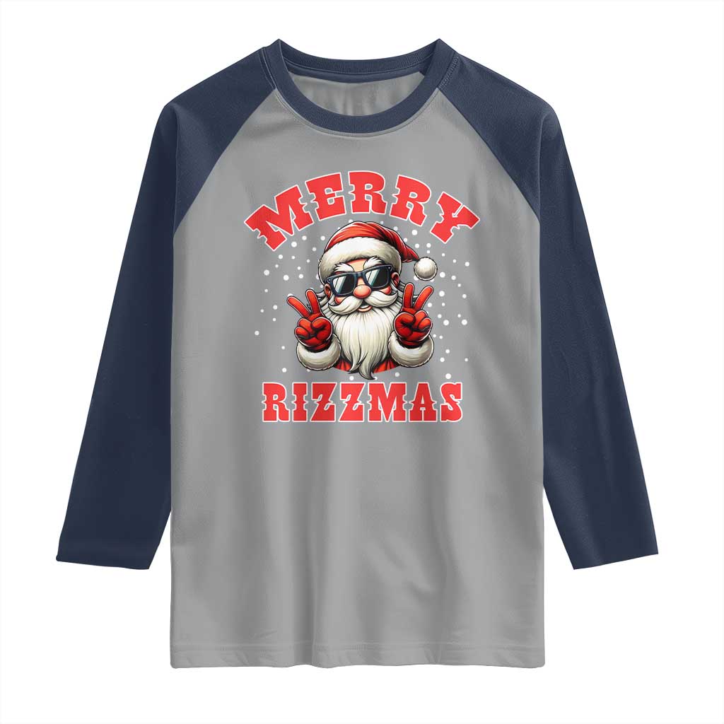 Funny Santa Rizz Christmas Raglan Shirt Merry Rizzmas Claus Funny Xmas TS02 Sport Gray Navy Print Your Wear