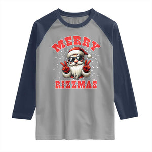 Funny Santa Rizz Christmas Raglan Shirt Merry Rizzmas Claus Funny Xmas TS02 Sport Gray Navy Print Your Wear