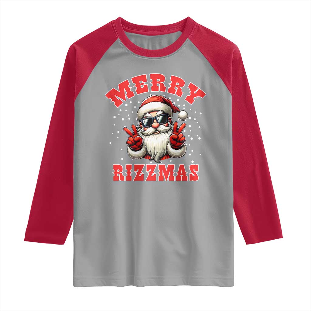 Funny Santa Rizz Christmas Raglan Shirt Merry Rizzmas Claus Funny Xmas TS02 Sport Gray Red Print Your Wear