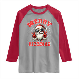 Funny Santa Rizz Christmas Raglan Shirt Merry Rizzmas Claus Funny Xmas TS02 Sport Gray Red Print Your Wear