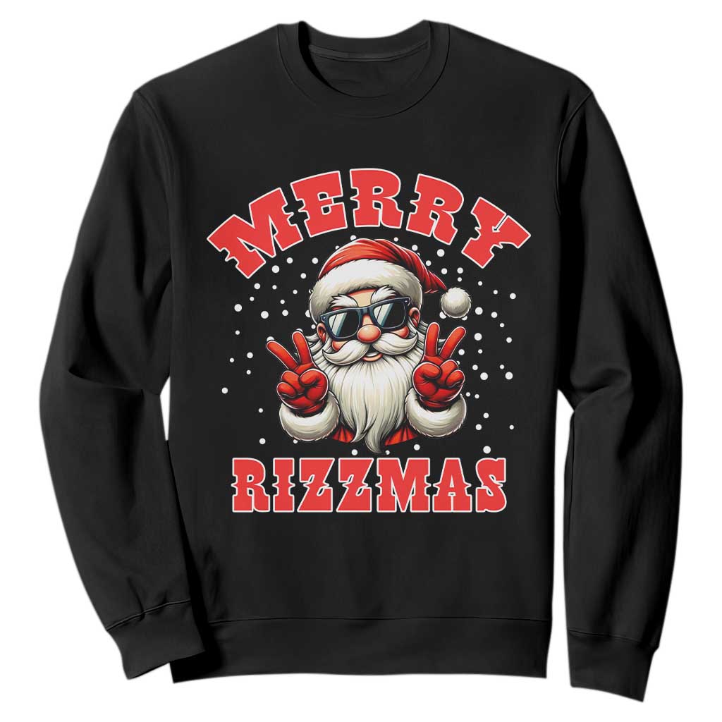 Funny Santa Rizz Christmas Sweatshirt Merry Rizzmas Claus Funny Xmas TS02 Black Print Your Wear