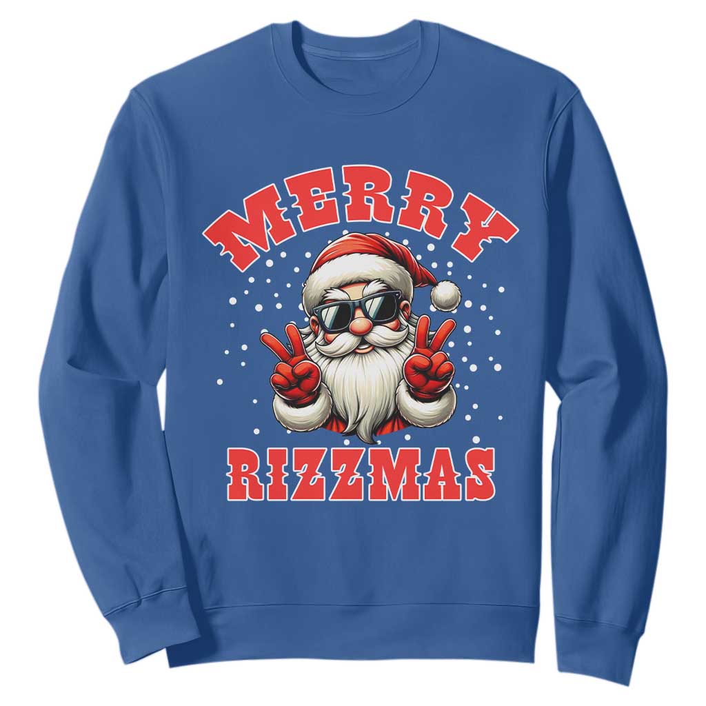 Funny Santa Rizz Christmas Sweatshirt Merry Rizzmas Claus Funny Xmas TS02 Royal Blue Print Your Wear