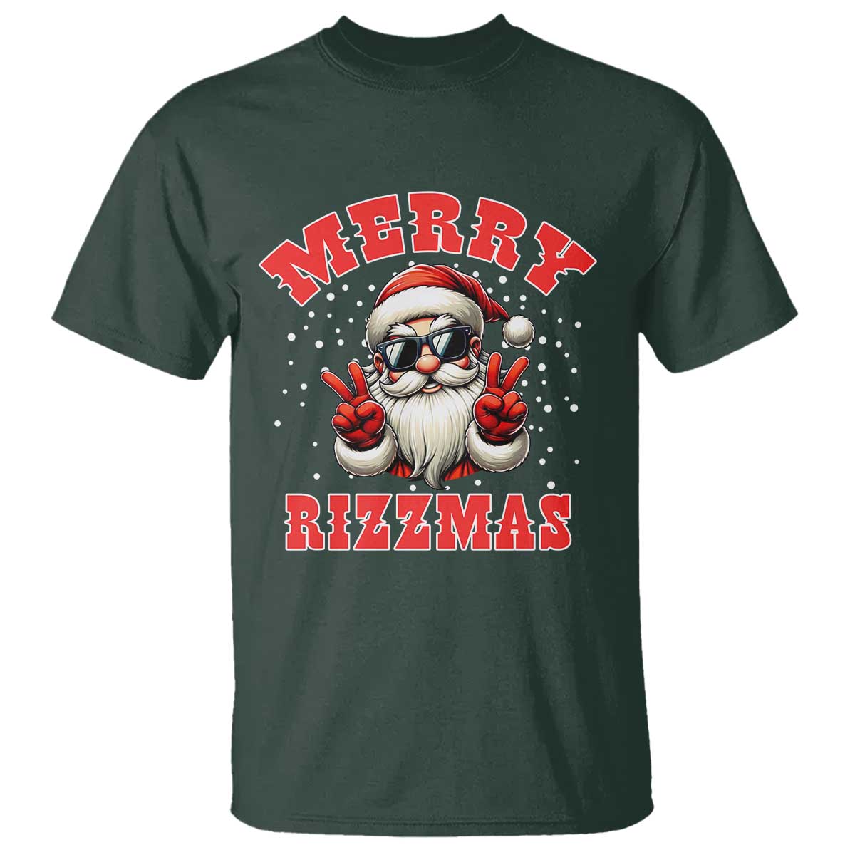 Funny Santa Rizz Christmas T Shirt Merry Rizzmas Claus Funny Xmas TS02 Dark Forest Green Print Your Wear