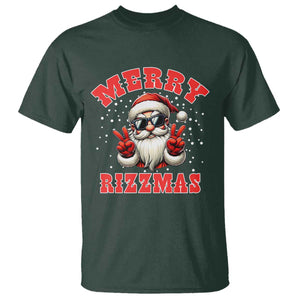 Funny Santa Rizz Christmas T Shirt Merry Rizzmas Claus Funny Xmas TS02 Dark Forest Green Print Your Wear