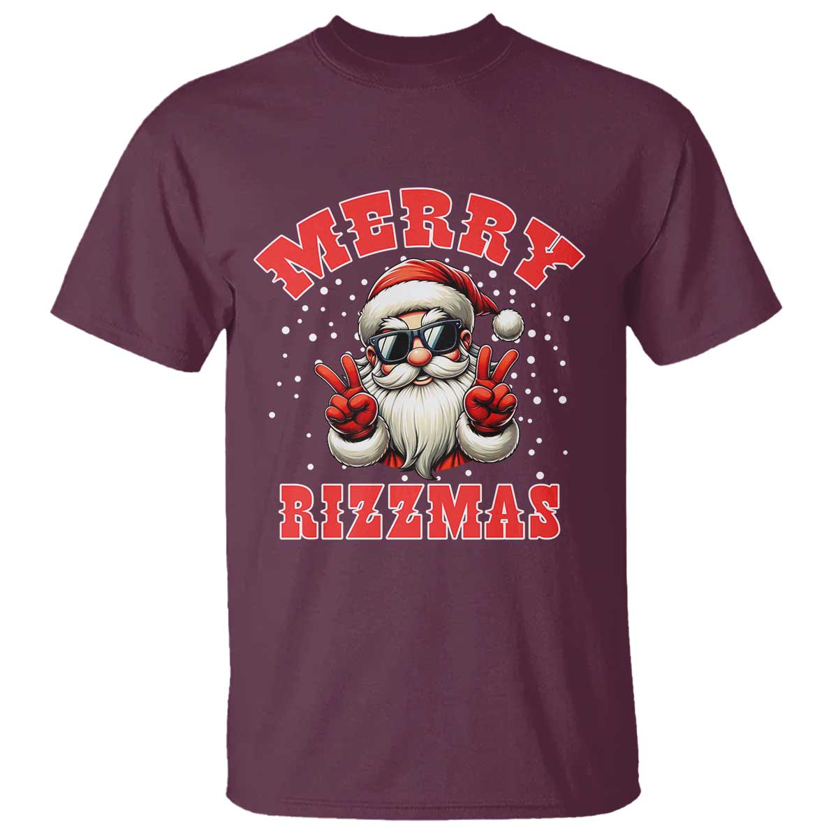 Funny Santa Rizz Christmas T Shirt Merry Rizzmas Claus Funny Xmas TS02 Maroon Print Your Wear