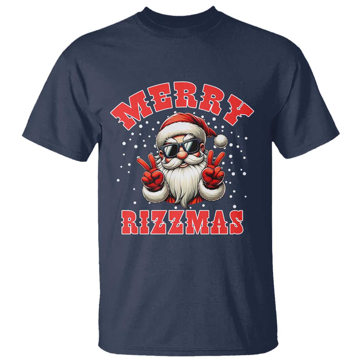 Funny Santa Rizz Christmas T Shirt Merry Rizzmas Claus Funny Xmas TS02 Navy Print Your Wear