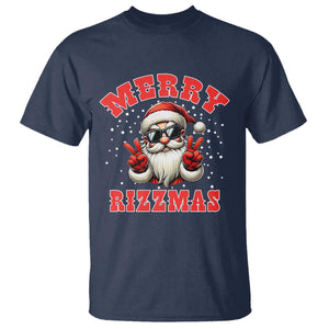 Funny Santa Rizz Christmas T Shirt Merry Rizzmas Claus Funny Xmas TS02 Navy Print Your Wear