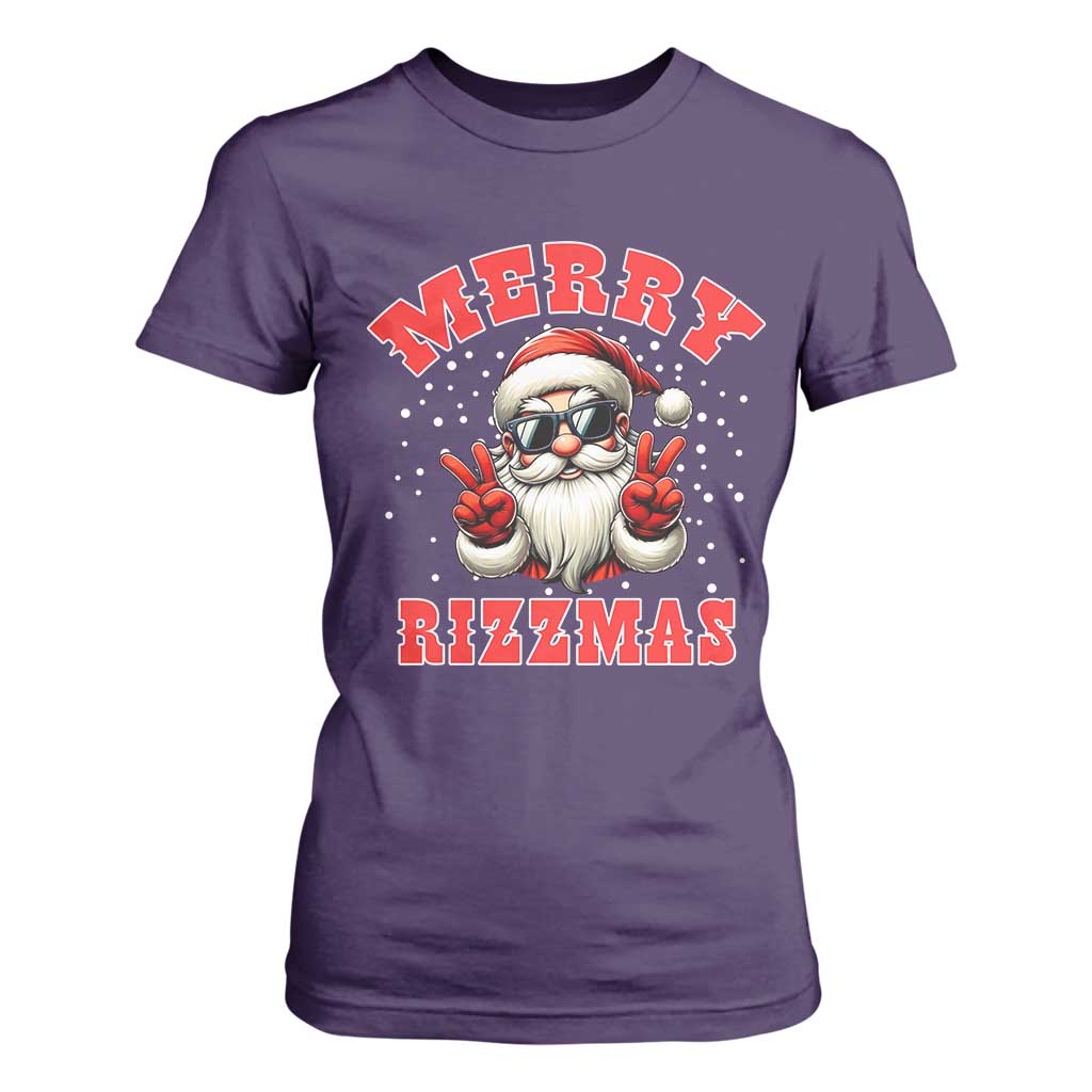 Funny Santa Rizz Christmas T Shirt For Women Merry Rizzmas Claus Funny Xmas TS02 Purple Print Your Wear