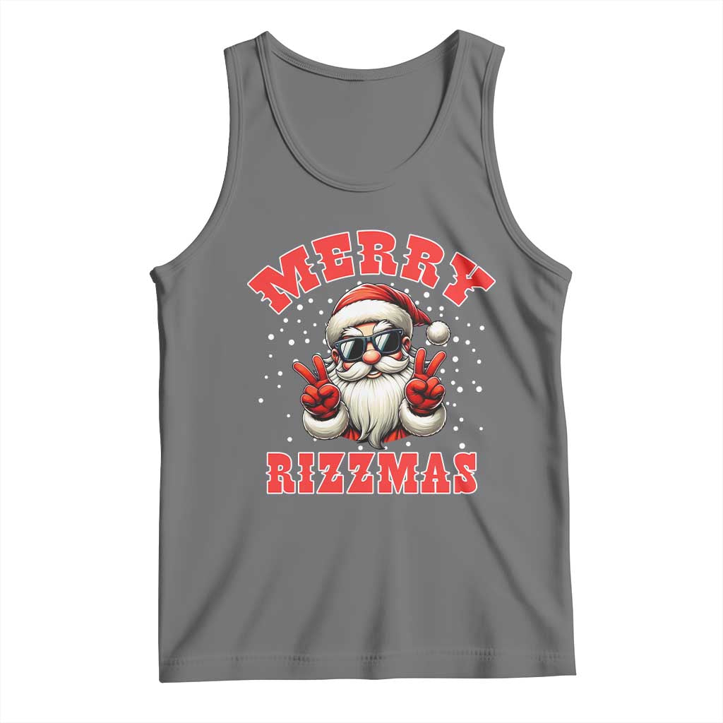 Funny Santa Rizz Christmas Tank Top Merry Rizzmas Claus Funny Xmas TS02 Black Heather Print Your Wear