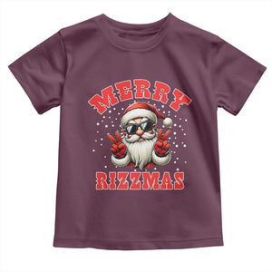 Funny Santa Rizz Christmas Toddler T Shirt Merry Rizzmas Claus Funny Xmas TS02 Maroon Print Your Wear