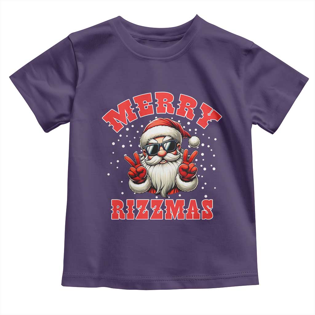 Funny Santa Rizz Christmas Toddler T Shirt Merry Rizzmas Claus Funny Xmas TS02 Purple Print Your Wear
