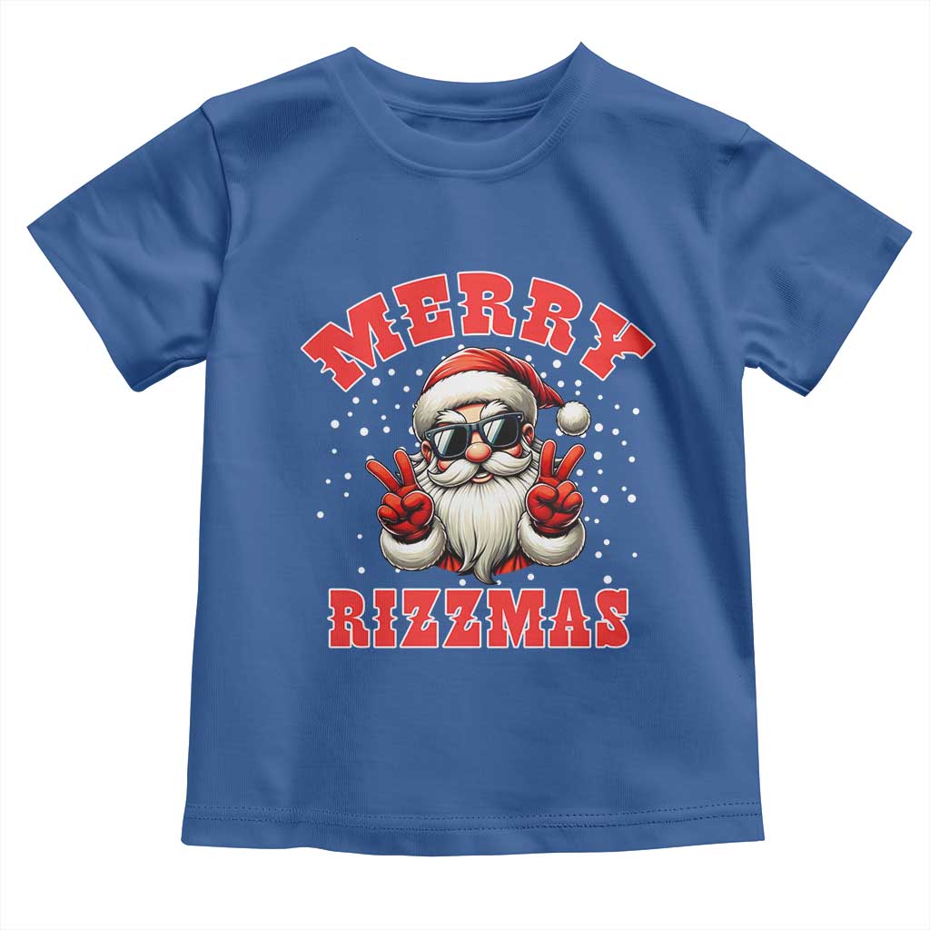 Funny Santa Rizz Christmas Toddler T Shirt Merry Rizzmas Claus Funny Xmas TS02 Royal Blue Print Your Wear