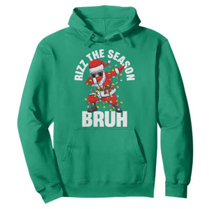 Funny Dabbing Santa Rizz Christmas Hoodie Rizz The Season Bruh Xmas Lights TS02 Irish Green Print Your Wear