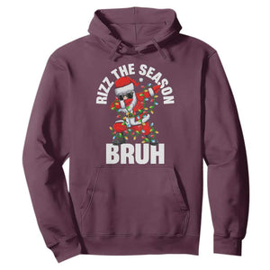 Funny Dabbing Santa Rizz Christmas Hoodie Rizz The Season Bruh Xmas Lights TS02 Maroon Print Your Wear