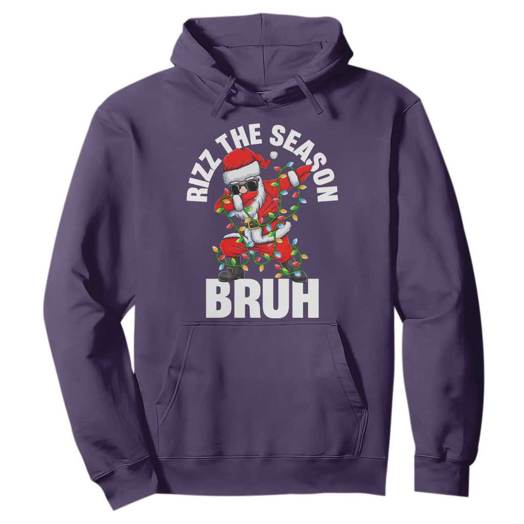 Funny Dabbing Santa Rizz Christmas Hoodie Rizz The Season Bruh Xmas Lights TS02 Purple Print Your Wear