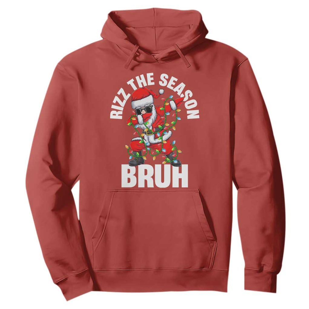 Funny Dabbing Santa Rizz Christmas Hoodie Rizz The Season Bruh Xmas Lights TS02 Red Print Your Wear