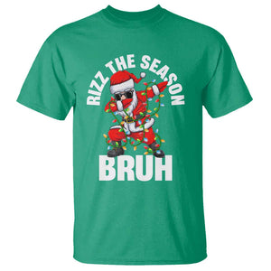 Funny Dabbing Santa Rizz Christmas T Shirt Rizz The Season Bruh Xmas Lights TS02 Irish Green Print Your Wear