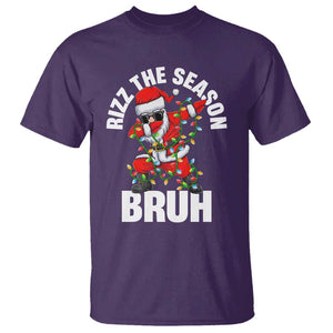 Funny Dabbing Santa Rizz Christmas T Shirt Rizz The Season Bruh Xmas Lights TS02 Purple Print Your Wear