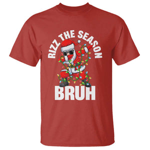 Funny Dabbing Santa Rizz Christmas T Shirt Rizz The Season Bruh Xmas Lights TS02 Red Print Your Wear