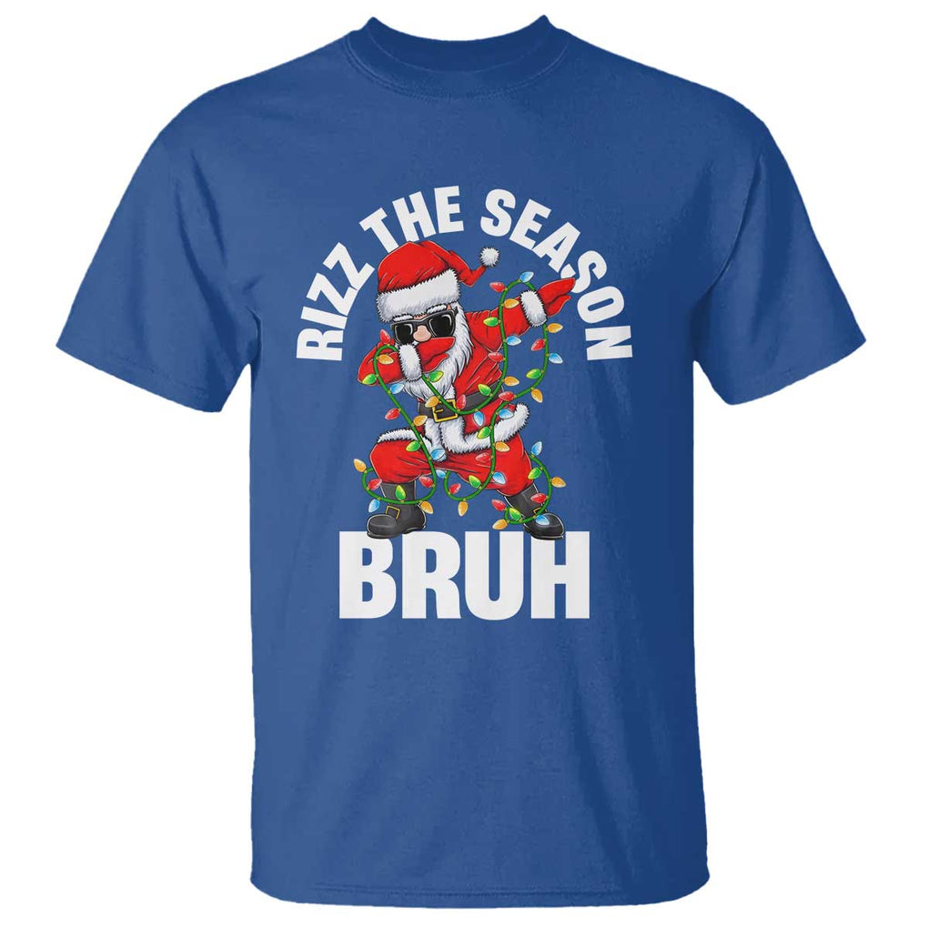 Funny Dabbing Santa Rizz Christmas T Shirt Rizz The Season Bruh Xmas Lights TS02 Royal Blue Print Your Wear