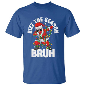 Funny Dabbing Santa Rizz Christmas T Shirt Rizz The Season Bruh Xmas Lights TS02 Royal Blue Print Your Wear