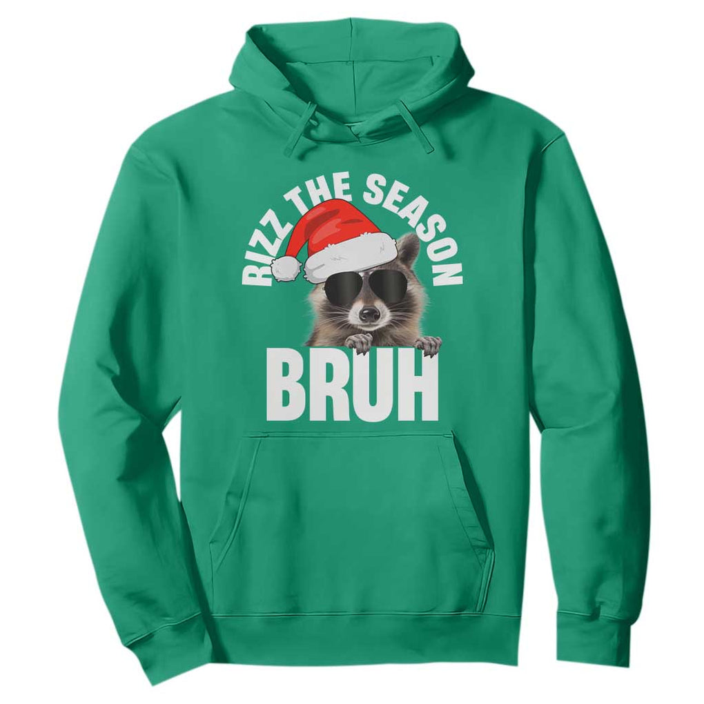 Funny Rizz Christmas Raccoon Hoodie Rizz The Season Bruh Santa Hat TS02 Irish Green Print Your Wear