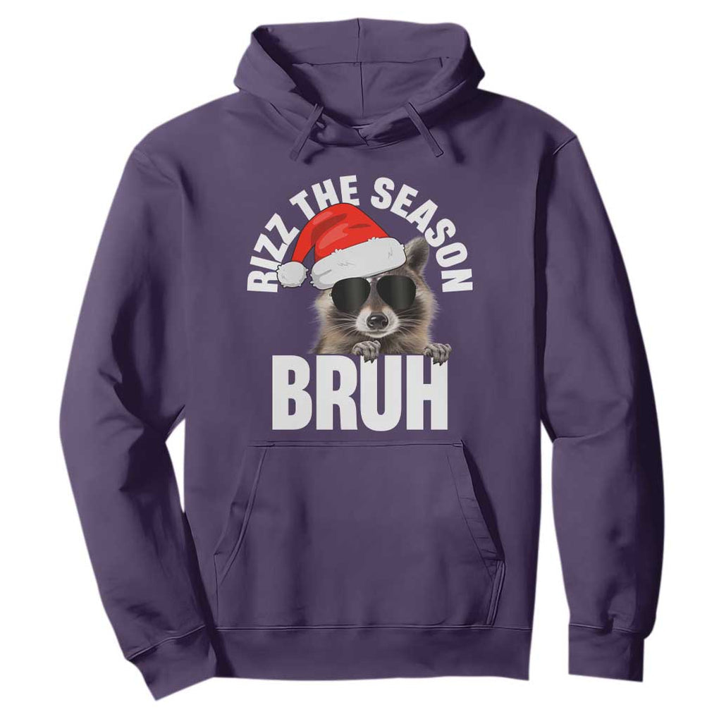 Funny Rizz Christmas Raccoon Hoodie Rizz The Season Bruh Santa Hat TS02 Purple Print Your Wear