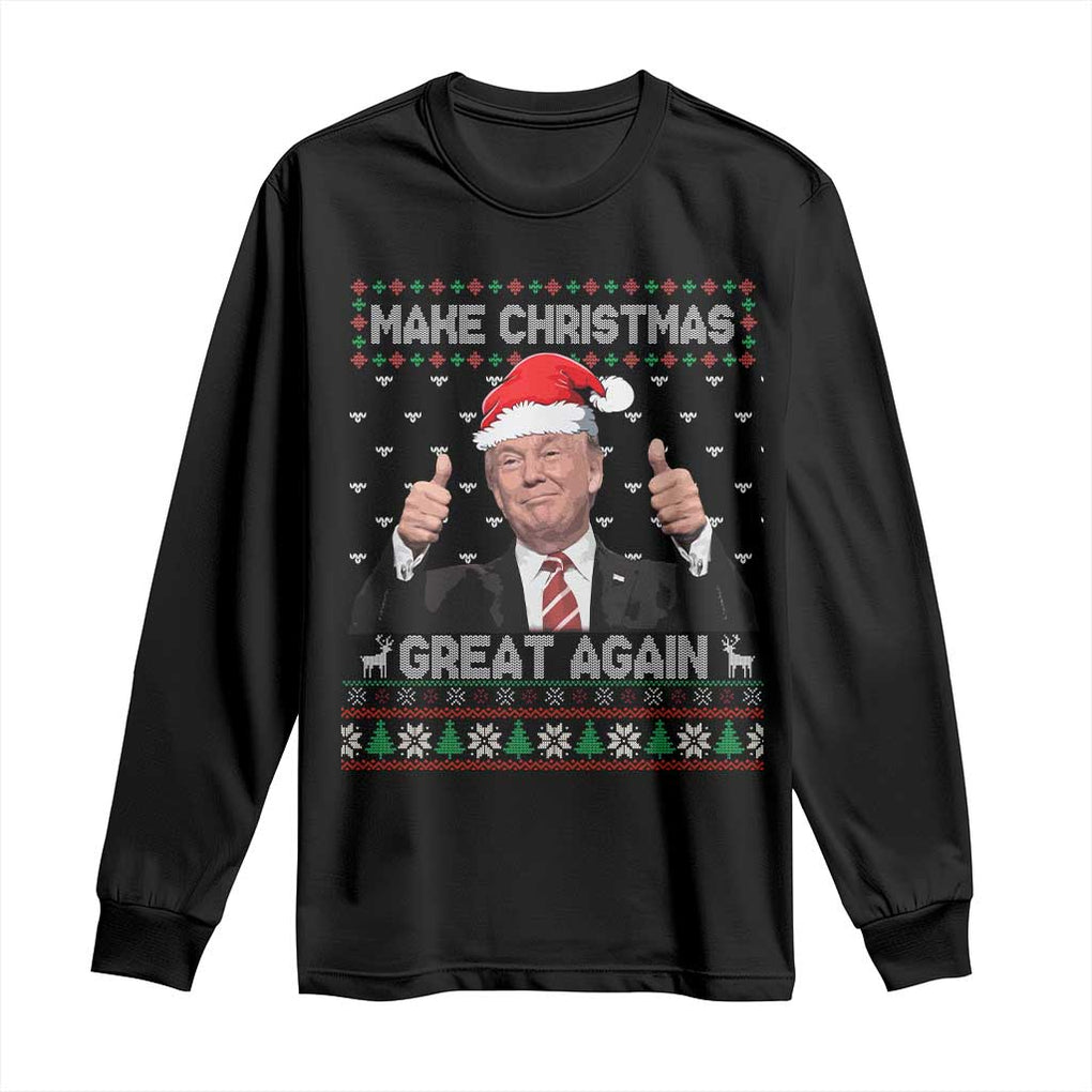 Christmas Trump Long Sleeve Shirt Make Christmas Great Again Santa Donald Ugly Sweater TS02 Black Print Your Wear