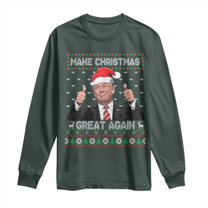 Christmas Trump Long Sleeve Shirt Make Christmas Great Again Santa Donald Ugly Sweater TS02 Dark Forest Green Print Your Wear