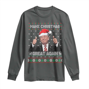 Christmas Trump Long Sleeve Shirt Make Christmas Great Again Santa Donald Ugly Sweater TS02 Dark Heather Print Your Wear