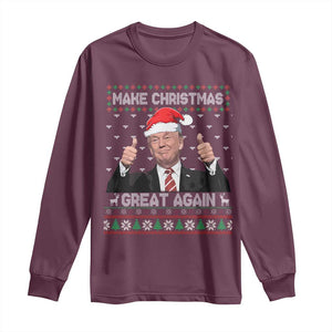 Christmas Trump Long Sleeve Shirt Make Christmas Great Again Santa Donald Ugly Sweater TS02 Maroon Print Your Wear