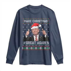 Christmas Trump Long Sleeve Shirt Make Christmas Great Again Santa Donald Ugly Sweater TS02 Navy Print Your Wear