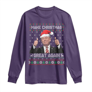 Christmas Trump Long Sleeve Shirt Make Christmas Great Again Santa Donald Ugly Sweater TS02 Purple Print Your Wear