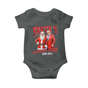 Christmas Trump With Santa Baby Onesie Santa's Favorite Felon Since 2024 TS02 Dark Heather Print Your Wear