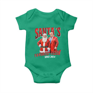 Christmas Trump With Santa Baby Onesie Santa's Favorite Felon Since 2024 TS02 Irish Green Print Your Wear