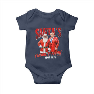 Christmas Trump With Santa Baby Onesie Santa's Favorite Felon Since 2024 TS02 Navy Print Your Wear