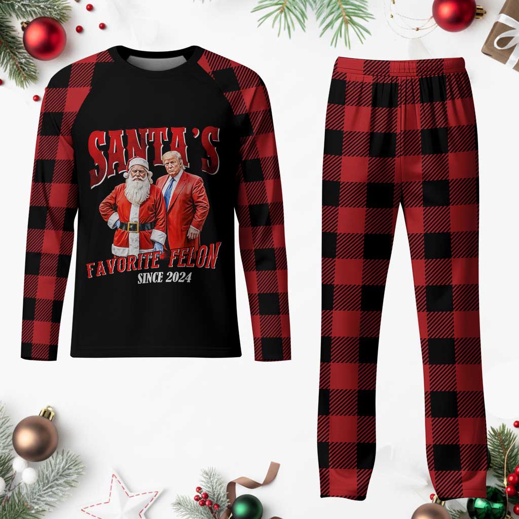 Christmas Trump With Santa Plaid Pajama Set Santa's Favorite Felon Since 2024 TS02 Buffalo Plaid Print Your Wear