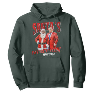 Christmas Trump With Santa Hoodie Santa's Favorite Felon Since 2024 TS02 Dark Forest Green Print Your Wear