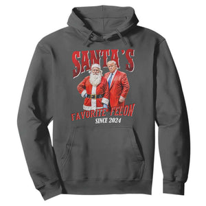 Christmas Trump With Santa Hoodie Santa's Favorite Felon Since 2024 TS02 Dark Heather Print Your Wear